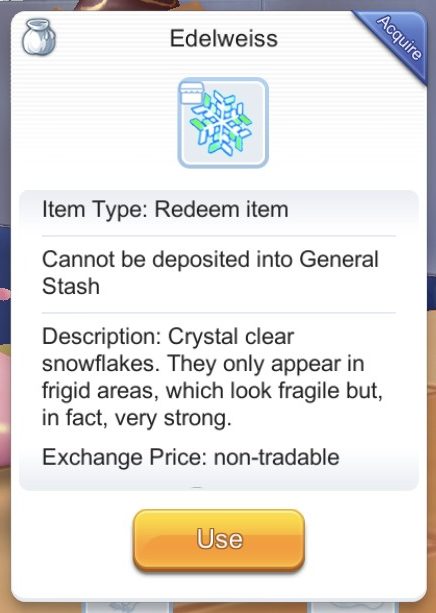 edelweiss snowflake item are used to purchase from greedy shop