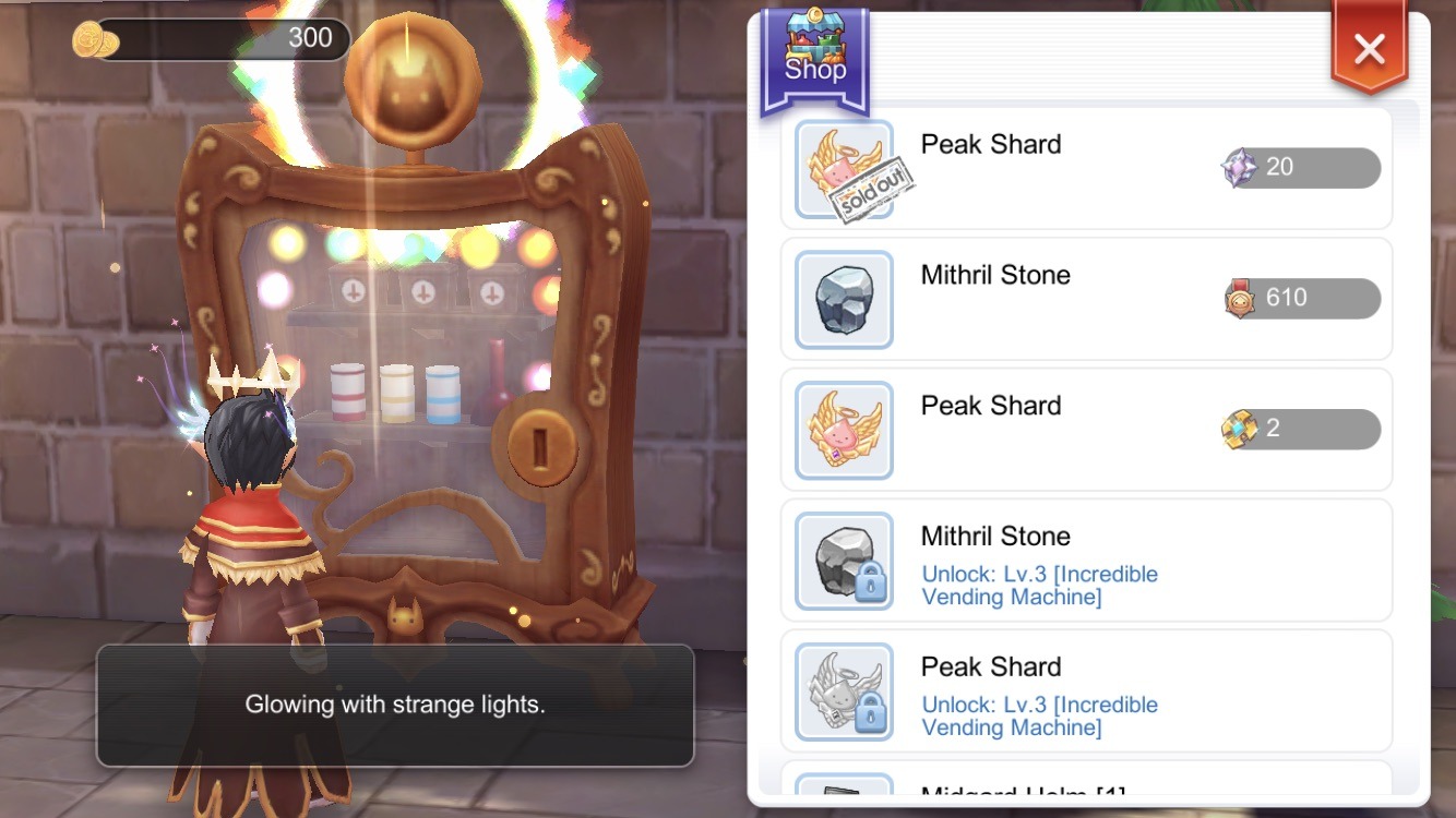 Buy Peak Shards from Incredible Vending Machine Guild Hall facility using Silver Medals Gold Medal or Nibulengen Shard