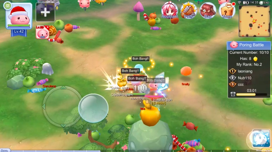 Poring event use headbutt on other players to get Golden Apple