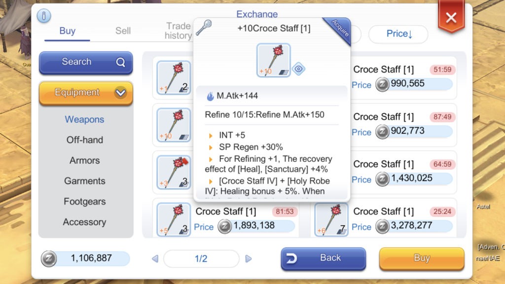 croce staff exchange ragnarok mobile eternal love