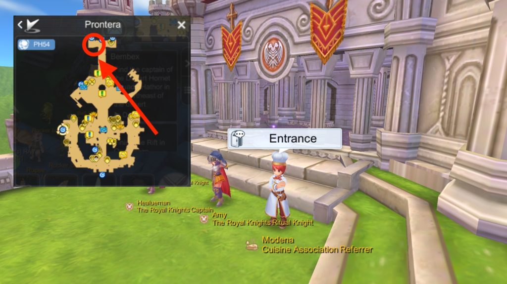 Unlock Cooking through Cuisine Association Cooking Center entrance NPC in Prontera